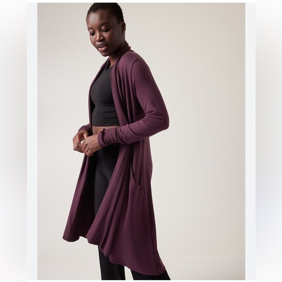 Pranayama Athleta Long Wrap Sweatshirt Cardigan | Medium | NWOT - Picture 3 of 10